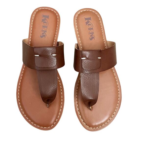 Korks Brown Flat Sandal Thong Slide Dawn Flip Flop New Kork Ease size 7 - Picture 3 of 7